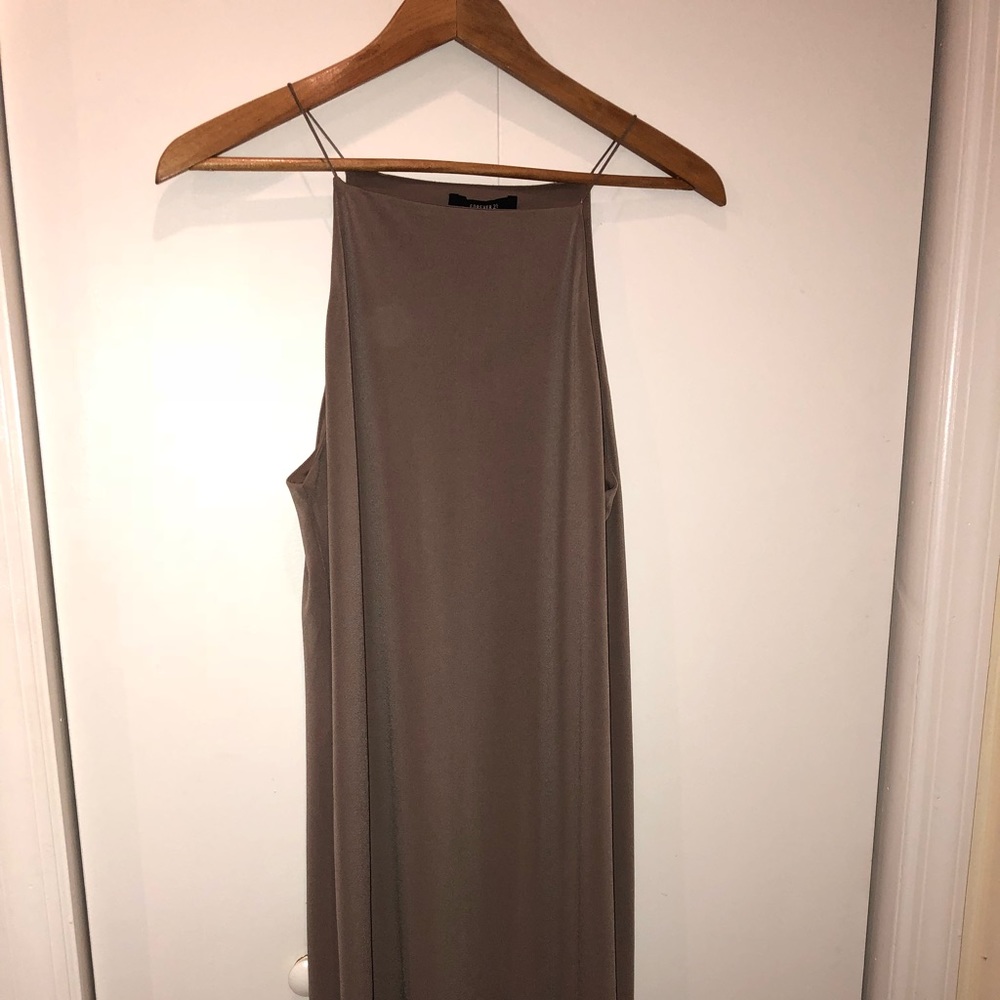 Forever 21 Taupe (grey) Midi Dress w/ Halter Neck